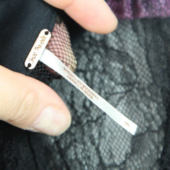 Free People Whimisigoth Black Lace Stretch Mini Dress Small Bodycon Ruffle - Picture 8 of 9